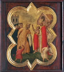 Św. Franciszek przed biskupem (tempera na panelu)